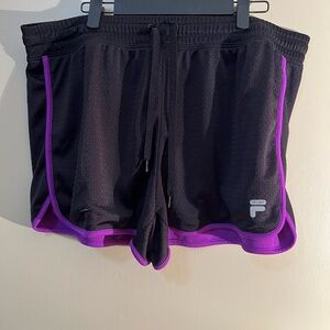 Women’s Fila Sport Black Purple Athletic Shorts Size XL